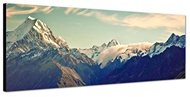 Wandbild auf Leinwand als Panorama in 150x50cm Neuseeland Nationalpark Berge Schnee