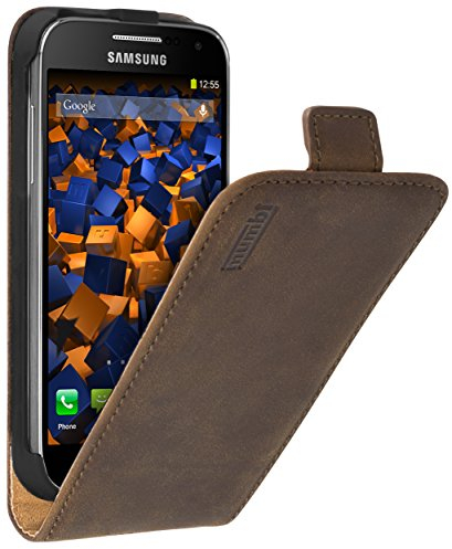 Mumbi Premium Custodia In Vera Pelle Compatibile Con Samsung Galaxy S4 Mini, Marrone
