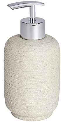 WENKO Seifenspender Goa Neo Beige - Flüssigseifen-Spender, Spülmittel-Spender Fassungsvermögen: 0.3 l, Polyresin, 7.5 x 16 x 7.5 cm, Beige, 16 x 7.5 x 7.5 cm