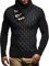 Leif Nelson Herren-Strickpullover Strick-Pulli mit Schalkragen Moderner Woll-Pullover LN5385 Schwarz Anthrazit X-Large
