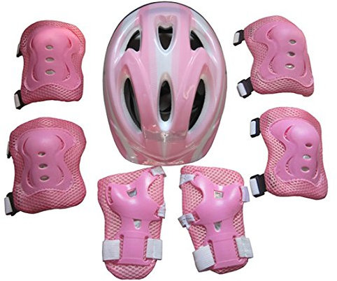 Vicoki Set de Protection Fille, Casque de Roller en Ligne Vélo Hoverboard Skateboard Trotinette pour Enfants 5-12 Ans, Poignet + Coudières + Genouillères