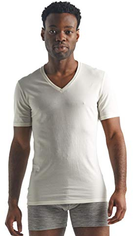 Icebreaker Merinowolle Herren Unterwäsche - Anatomica T-Shirt mit V-Ausschnitt | Merino Shirt | Wandershirt | Merino Shirt | Merino Unterhemd | Merino Tshirt - Snow, XL