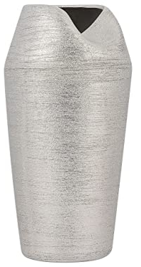 Vase mit breiter Öffnung Steinzeug Silber 33 cm hoch schlank rund modern Apamea