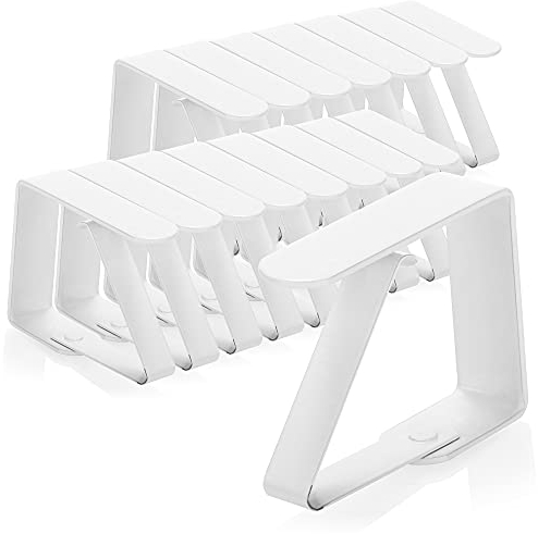 com-four® 16x Premium Tischdeckenklammer - Tischklammern aus weiß lackiertem Edelstahl - Tischtuchklammer für drinnen und draußen