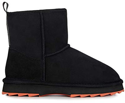 EMU Australia Women's Sharky Mini Sheepskin Boot, Black/Crimson, Size 40
