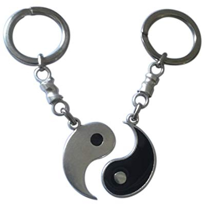 Yin Yang Schlüsselanhänger für Paare - TAO Glücksbringer versilbert - Originelle Geschenkidee: Geburtstags, Hochzeitstag für männer unt frauen, Valentinstag für Sie und Ihn - Handgefertigtes Juwel