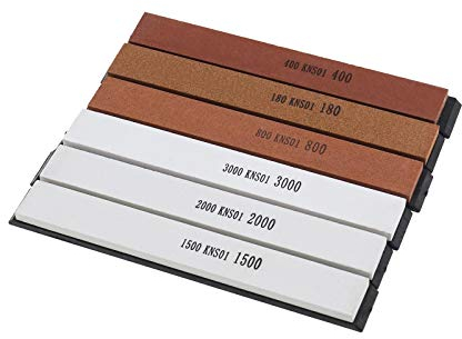 EMSea 6pcs Pierre à Aiguiser Compatible pour Affûtage Ciseaux Outils de Chasse au Ciseau (180# 400# 800# 1500# 2500# 3000#)