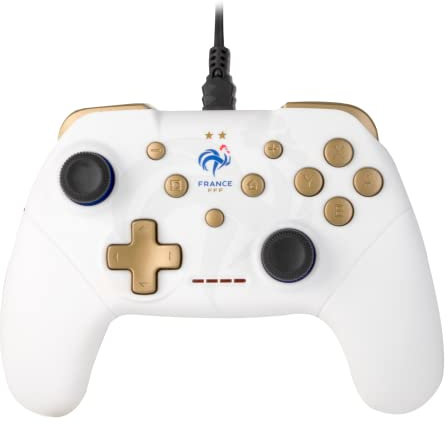 Konix FFF Manette filaire pour Nintendo Switch, Switch 2 et PC - Fonction vibration - Câble 3 m - Blanc