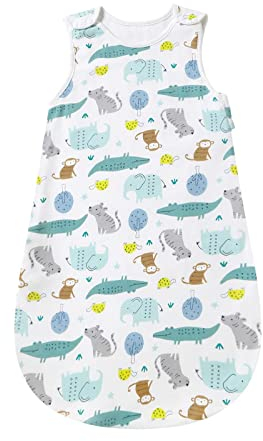 Baby Schlafsack für Sommer Frühling, Animal Cartoon waschbare Decke 1.0 tog für Baby, Schlafsack ohne Ärmel (Tierparadies, 6-12 Monate)