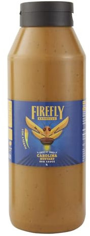 Firefly Barbecue South Carolina Mustard BBQ Sauce - Sweet & Tangy Barbecue Sauce with Honey & Apple - Versatile Grilling Condiment for Burgers & Brisket 1l