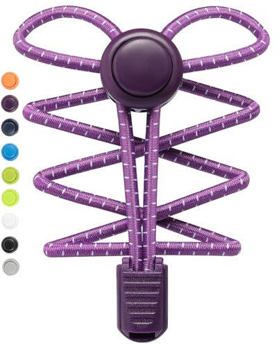 Stepace [ 2 Paires Lacets Élastiques Autobloquants 120 cm - Système ultra rapide sans laçage - Magiques Élastiques Lacets de Chaussures Pour Enfants, Adultes, Personnes âgées, Désactivé Violet