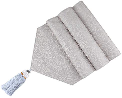 EHOMERY Tischdecke Indisch, Hellgrau Tischdecken Günstig Quaste Tischläufer Cotton 35x183CM