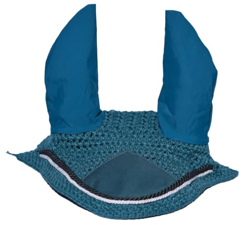 Spire Voile Anti-Mouches Cheval Coton Respirant, Poney, Vert Foncé/Noir-Blanc