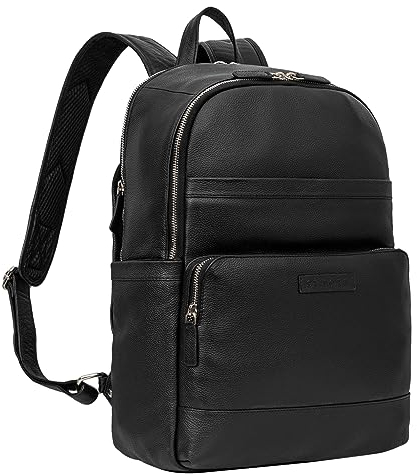 STILORD 'Milan' Laptop-Rucksack Damen und Herren Echt-Leder 13,3-14 Zoll ideal als Business-Rucksack Notebookrucksack Arbeitsrucksack und Reiserucksack, Farbe:schwarz