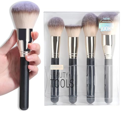 BS-MALL Makeupborstset 4 st premium foundation syntetiskt pulver concealers sminkborstar stora kosmetiska borstar