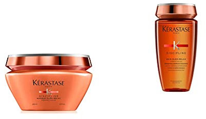 Kérastase | Discipline Oléo-Relax, Maschera Lisciante & Anti-Crespo, Per Capelli Indisciplinati, Voluminosi & Secchi, 200 ml & Discipline Oléo-Relax, Shampoo Nutriente & Anti-Crespo