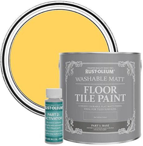 Rust-Oleum Yellow Washable Matt Floor Tile Paint - Lemon Jelly 2.5L