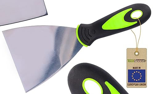 ToolSpace | Profi Malerspachtel | Spatule de peintre | 100mm | Acier Inoxydable Spatule Bricolage | Spatules universelles | Grattoir Papier Peint/Enduit | Outil Plâtrier/Plaquiste/Maçon | Caoutchouc