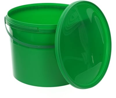 BenBow Seau avec Couvercle 10L Vert 20x 10 Litre - apte au Contact Alimentaire, Stable, hermétique, étanche, sans Odeur - récipient de Stockage en Plastique, avec poignée - Vide