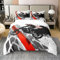 100% Baumwolle Motorrad Bettwäsche Set 155x220 Motocross Racer Krawatte Dye Bettbezug Extreme Sport Thema Tröster Bezug für Teen Fahrzeug Fahrer Tournment Quilt Cover mit Reißverschluss Schwarz Rot