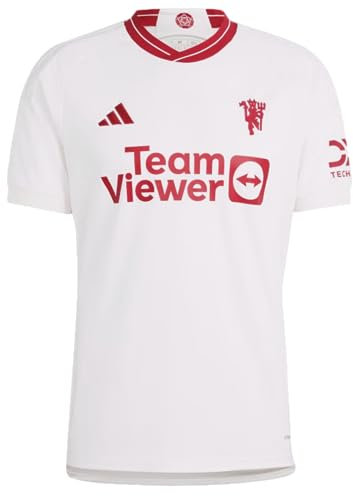 adidas Men's Soccer Manchester United 23/24 Third Jersey- Celebrating Half-a-Century of The Iconic Red Devil, AEROREADY, Cloud White, S