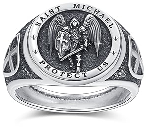 Erzengel Michael Ring 925 Sterling Silber Heiliger Michael Ring Krieger Beschütze uns Amulett Ring Schmuck Geschenk für Männer Frauen
