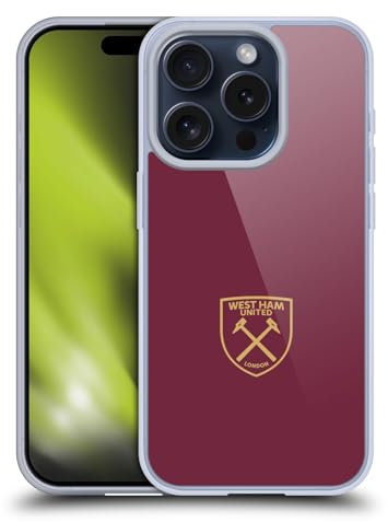 Head Case Designs Officially Licensed West Ham United FC Gold Logo Crest Gel Case [Military Grade Protection] Compatible with Apple iPhone 15 Pro and Compatible with MagSafe