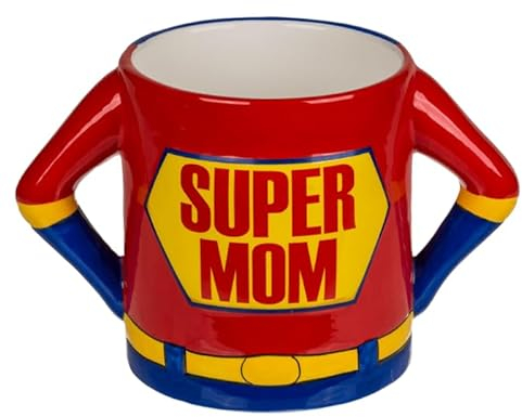 BLUECHOLON Taza Desayuno, Taza Cerámica Mamá Papá Padre Madre, Super Mama Super Papa (Super Mom)