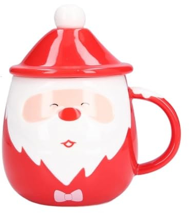 SuperglockT Keramiktasse Cartoon Weihnachtsmann Gesicht Motiv Kaffeetasse lustige Weihnachtstasse 450ml Kaffeebecher Teetasse Geschenk für Freund Kollege Frauen Männer (D)
