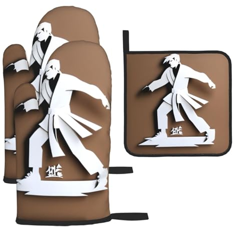 Karate Männer Essential Küche Backset – hitzebeständige Pad Set mit Backofen Tücher – ein Muss in jedem Haus