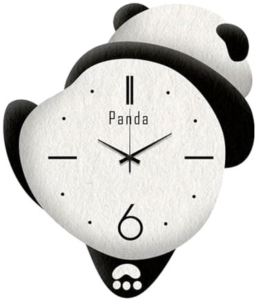 Fenteer Panda Decor Stille Wanduhr, dekorative Uhr, Hausdekoration, schwingende Beine hin und her, bezaubernd für die Küche, vielseitig einsetzbar, 30cmx25cm