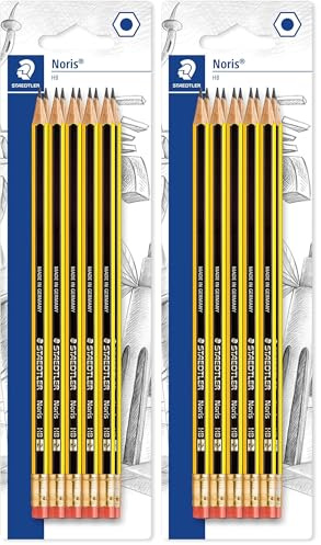 STAEDTLER 122-2 BK10 Noris Graphite Pencil with Eraser Tip - HB (Pack of 20)