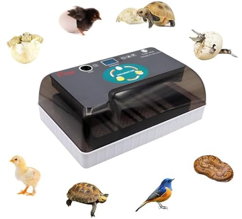 ATLION 12 Egg Incubator Tortoise Egg Incubator Reptile Hatcher Thermostatic Tortoise Brooder with Auto Egg Turner Visible Lid Digital LED Display(12 eggs)