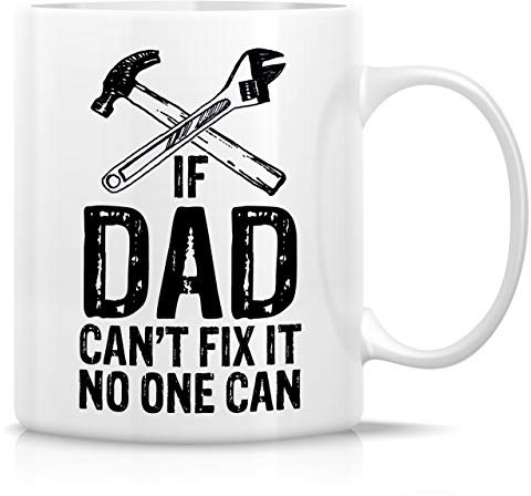 Kaffeebecher Wenn Papa Es Nicht Reparieren Kann, Kann Es Niemand Bürotasse Retro Keramik-Tasse Unisex Kaffeetasse Für Freunde Familie Geschenk 330Ml