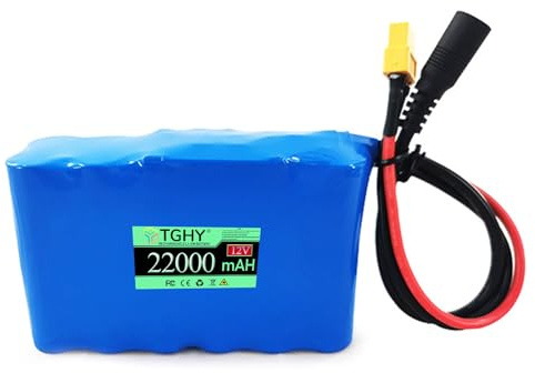 TGHY 12V Rechargeable Nest Boat Lithium Battery Pack 18000mah 22000mah High Power Remote Control Fishings Bait Boat Battery with DC and XT60 Plug,22000mah