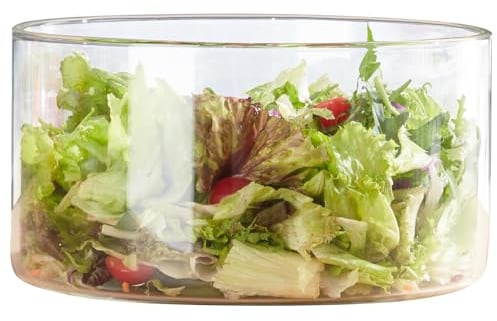 Opexscal Extra große Glas-Schüssel, 5,4 l, modernes Design, klares Glas, rund, Dessertschale, Servierschale zum Auslegen von Eiskuchen, Salat, Obst, mikrowellen- und spülmaschinenfest, OS048004