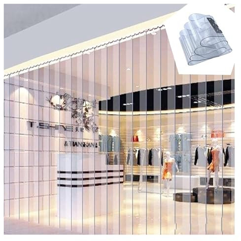WXQTM Kunststoff Vinyl-PVC-Streifen-Türvorhang Transparenter Streifenvorhang Winddicht Türvorhänge für Gefrierschränke Kühlräume, Nach Maß (1.2x2.3m)