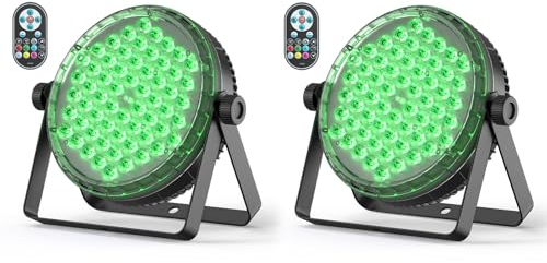 Oloaxolx 2 pezzi Par LED 120 W, luci da palco led, con telecomando, luci dj professionali RGBW 4 in 1, effetto arcobaleno, 8CH/DMX512/strobo discoteca, per feste, matrimoni, bar, club, decorazione