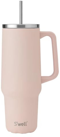 S'well Tumbler XL, Vaso para Bebidas Reutilizable con Pajita, Botella de Acero Inoxidable de Triple Capa, Mantiene las bebidas calientes durante 50h y frías durante 10h, 1180ml, Sal del Himalaya
