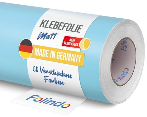 FOLINDO Möbelfolie selbstklebend matt - langlebige Möbel Klebefolie 172 Pastellblau 5 m x 63cm - Klebefolie Küche - selbstklebende Folie Möbel - moderne Schrankfolie versch. Größen