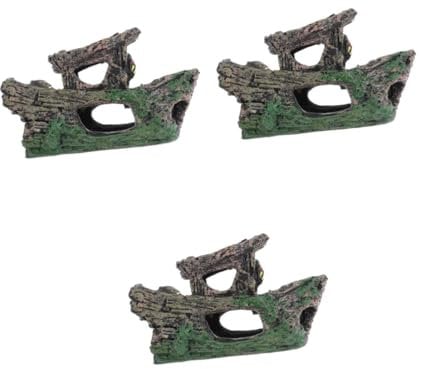 Mipcase 3pcs Fish Tank Shipwreck Landscaping Betta Fish Tank Breeding Habitat Aquarium Rock Tree Stump Hideout Fish Tank Decoration Fish Hideaway Aquarium Animal Shelter Resin