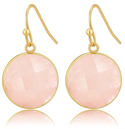 LILIE&WHITE Orecchini con Pietra Naturale Rosa per Donna, Gioielli Eleganti e Antiallergici, Design Raffinato e Resistente alla Scoloritura, Regalo per Ogni Occasione