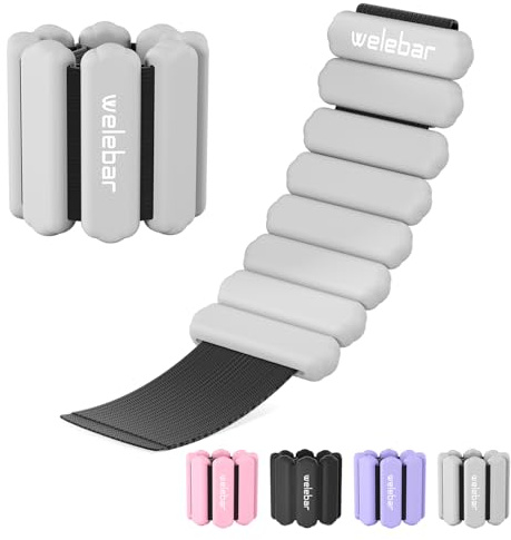 Handgelenkgewichte & Knöchelgewichte Set, 2 Stück verstellbar - Rutschfeste Silikon-Manschetten für Damen Herren - Ideal für Walking, Yoga, Fitnessstudio, Tanz, Cardio - 0.9kg (2x 0.45kg)