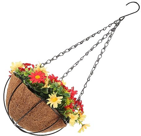 PRETYZOOM Cestini Appesi Cesti Appesi Piante Da Esterno Decorativo Artificiale Finta Ghirlanda Viti - Giardino Foglia Cesto Di Vimini Esterno Bouquet Finto Glicine Crisantemo Vaso Di