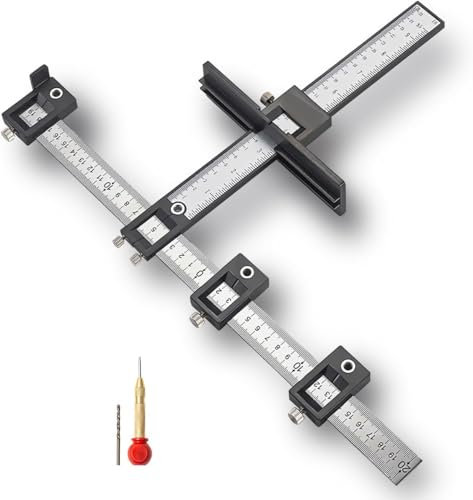 Cabinet Hardware Jig, Adjustable Punch Locator Drill Template Woodworking Drill Guide Tool, Wood Drilling Dowelling Hole Measuring Tool for Installation of Handles, Knobs On Doors Drawer Pull