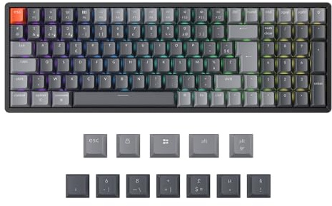 Keychron K4 QMK Clavier Mécanique sans Fil, Disposition 96%, Hot-Swap Commutateurs Marron, Rétroéclairage LED RVB et Rechargeable, Bluetooth 5.2 pour Mac/Windows/Linux, Disposition FR- Version 3