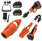 Soplador de hojas inalámbrico de 21 V, soplador de batería con 2 x3 Ah Baterías, 150 MPH, 520 CFM, soplador de jardín plegable para mantenimiento de césped, eliminación de hojas/nieve (naranja-2 pilas