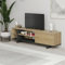HOCUS PICUS TV Stand Cabinet for 65 Inch TVs, 160cm TV Unit Entertainment Center with 1-door Storage Cabinet, Open Shelves TV Console for Living Room, Bedroom (Oak, Anthracite)