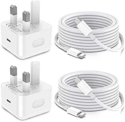 for iPhone 15 16 17 Charger, 2 Pack USB C Charger Plug PD 20W with 2M/ 6.6FT USBC to C Cable Apple Fast Charging for iPhone 17 16 15/ Plus/Pro/Pro Max/Air, for iPad Pro/Air/Mini