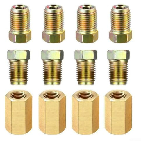 Lot de 12 écrous femelles de réparation de ligne de frein avec raccords de tube inversé pour tube de 3/16 Convient pour les fils de frein en acier et cuivre